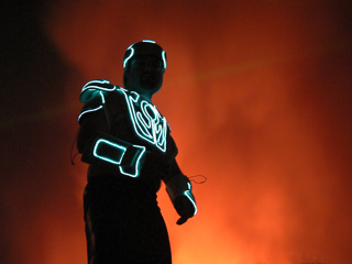 Reeve in his Tron suit, Burning Man photo