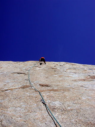 Nancy leading up the rock, Tollhouse Rock photo