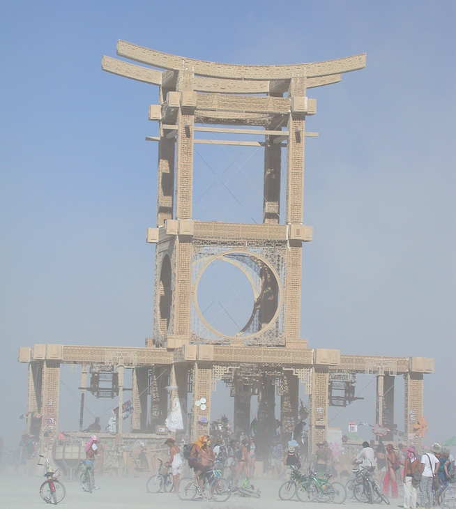 Dust storm at the Temple, Burning Man photo