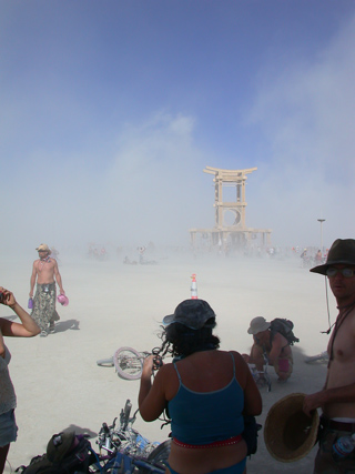 Dust storm at the Temple, Burning Man photo