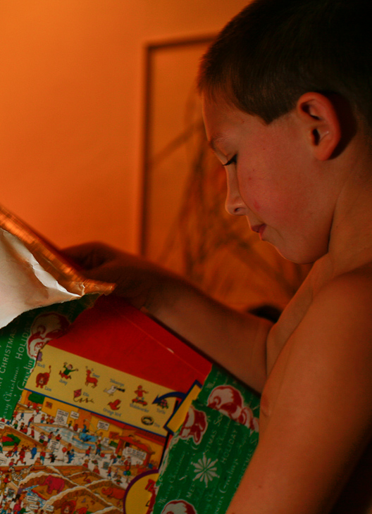 Ben opening a present, Christmas on Marco Island photo