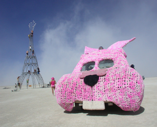 Pink Rabbit at Tower, Burning Man photo