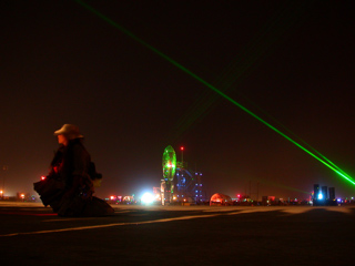 Laser Painted Rocket, Burning Man photo