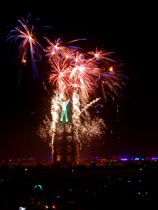 Fireworks at the Man, Burning Man photo