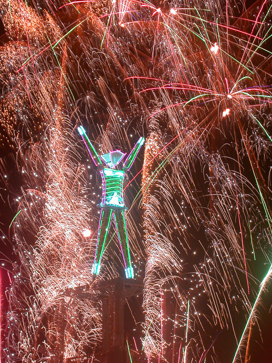 Fireworks at the Man, Burning Man photo