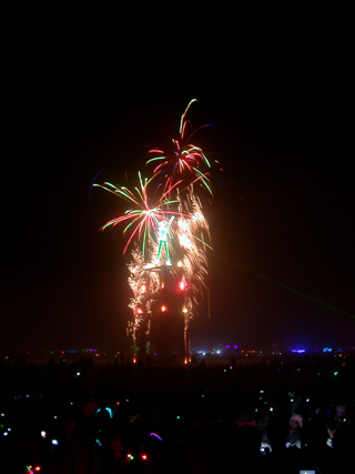 Fireworks at the Man, Burning Man photo