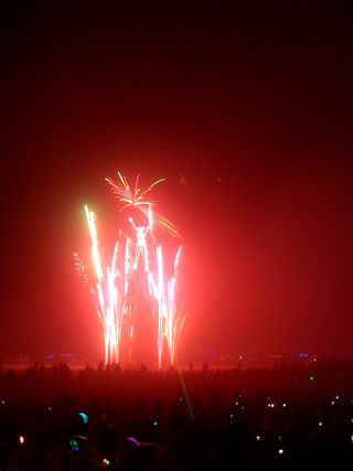 Fireworks at the Man, Burning Man photo