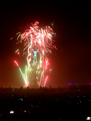 Fireworks at the Man, Burning Man photo