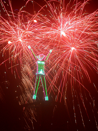 Fireworks at the Man, Burning Man photo