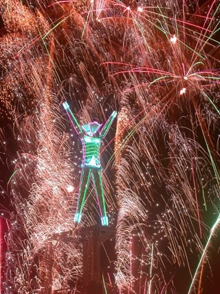 Fireworks at the Man, Burning Man photo