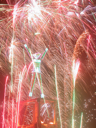 Fireworks at the Man, Burning Man photo