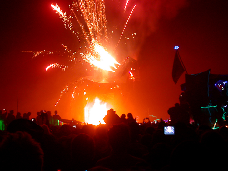 Fireworks at the Trojan Horse, Burning Man photo