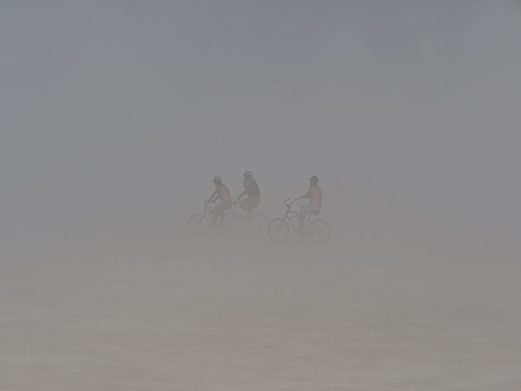 Bikers in a Dust Storm, Burning Man photo