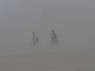 Bikers in a Dust Storm, Burning Man photo