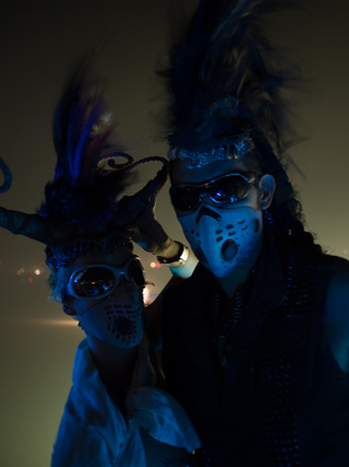 Couple atop Balance Ville, Burning Man photo