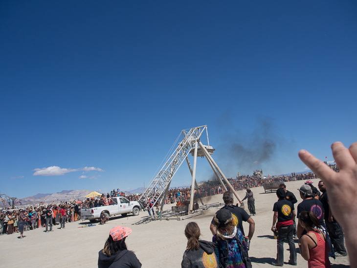 Flaming Piano Trebuchet, Burning Man photo