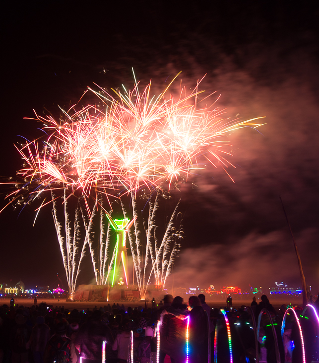 Fireworks at The Man, Burning Man photo