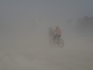 Bikers in a Dust Storm, Burning Man photo