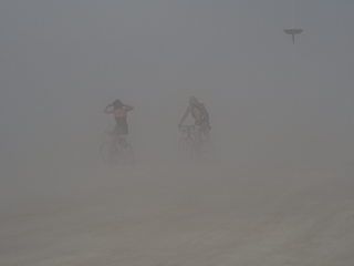 Bikers in a Dust Storm, Burning Man photo