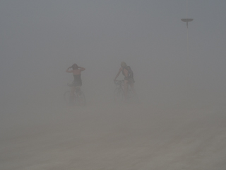 Bikers in a Dust Storm, Burning Man photo