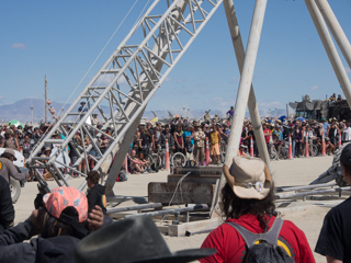 Flaming Piano Trebuchet, Burning Man photo