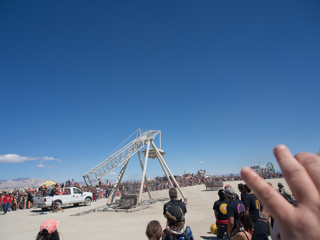 Flaming Piano Trebuchet, Burning Man photo