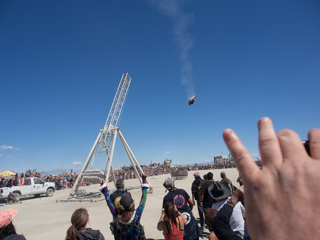 Flaming Piano Trebuchet, Burning Man photo