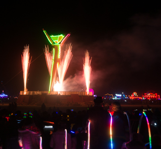 Fireworks at The Man, Burning Man photo