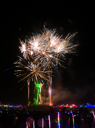 Fireworks at The Man, Burning Man photo