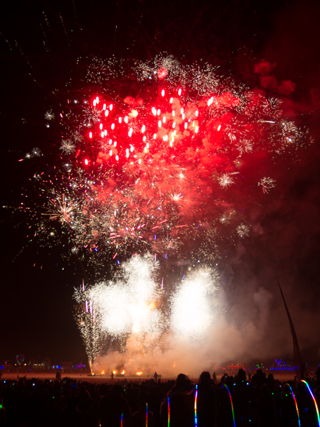 Fireworks at The Man, Burning Man photo