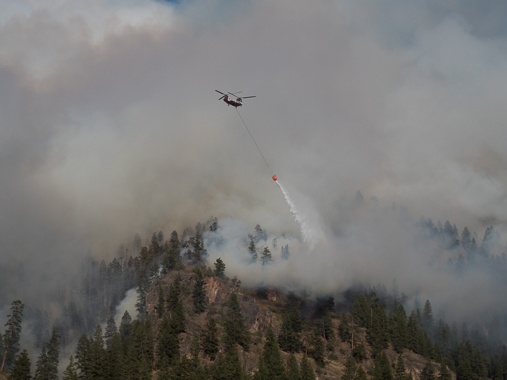 Helicopter Bucket Drop, Goat Creek Fire photo