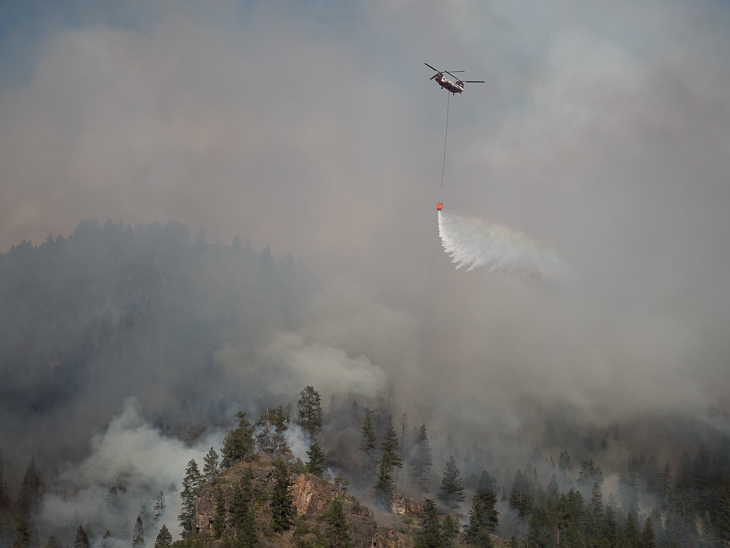 Helicopter Bucket Drop, Goat Creek Fire photo