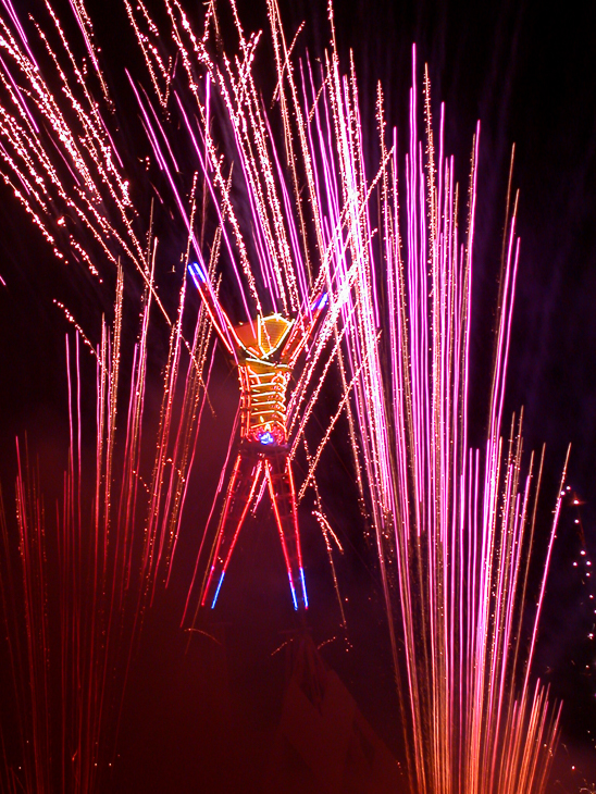 Fireworks and the Man - 2011, Burning Man photo